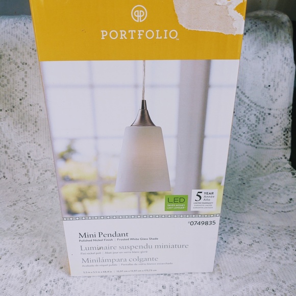 NIB Portfolio Polished Nickel Transitional Cone Mini Pendant Light - Picture 3 of 7